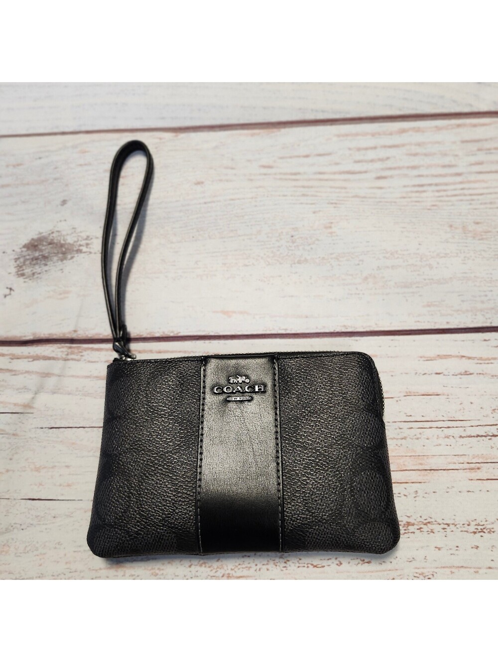 Coach Black Signature Wristlet Wallet